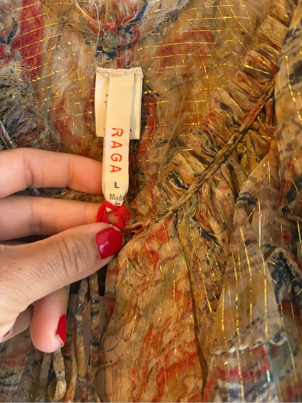 RAGA Multicolor Ruffled Boho Top with Metallic Thread - Picture 4 of 7
